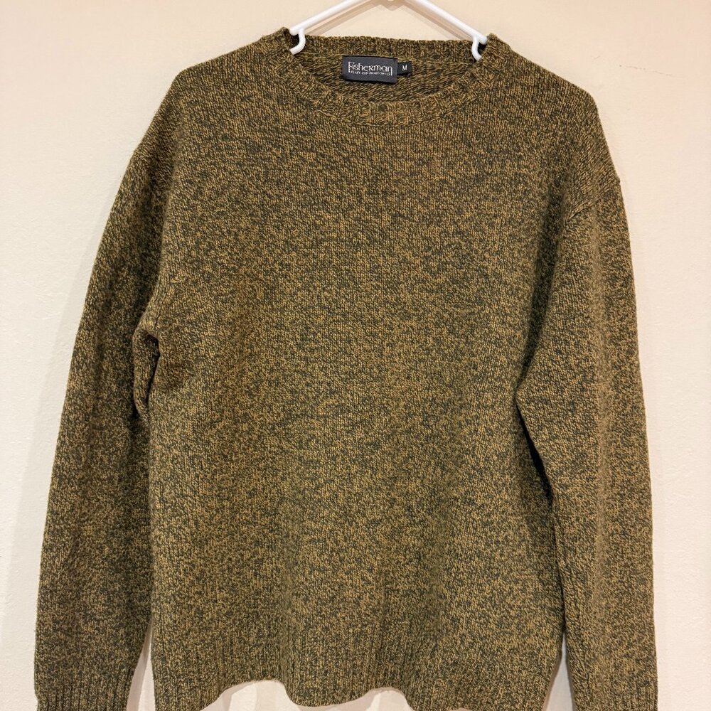 100% Shetland Wool Yellow Crewneck Sweater | Fisherman Out of Ireland | Men's M